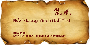 Nádassy Archibáld névjegykártya